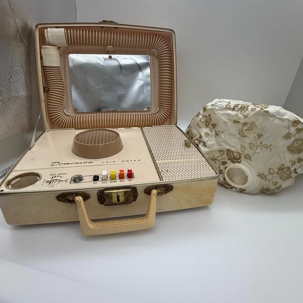 Portable Dominion Bonnet Dryer WORKS 1970s Vintage Salon Equipment Beauty Decor